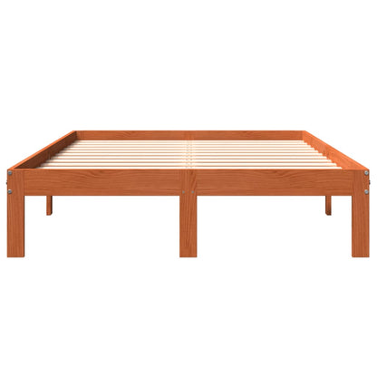 Cadre de lit sans matelas cire marron 140x200cm bois pin massif