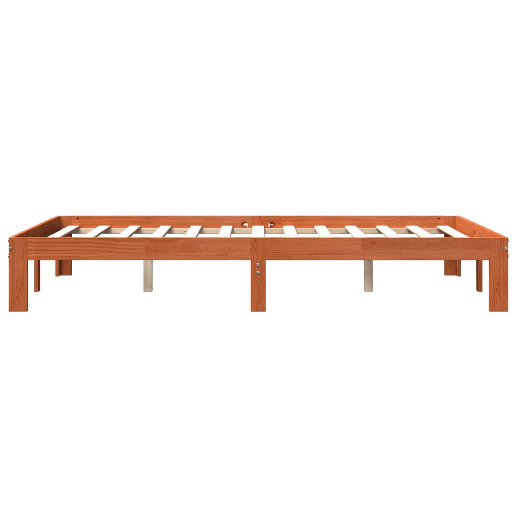 Cadre de lit sans matelas cire marron 140x200cm bois pin massif