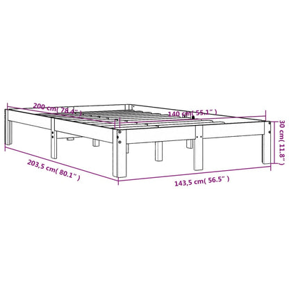 Cadre de lit sans matelas cire marron 140x200cm bois pin massif