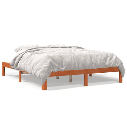 Cadre de lit sans matelas cire marron 180x200cm bois pin massif