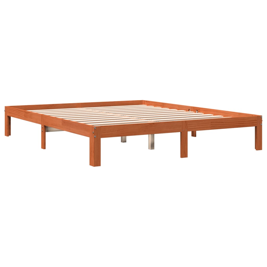 Cadre de lit sans matelas cire marron 180x200cm bois pin massif