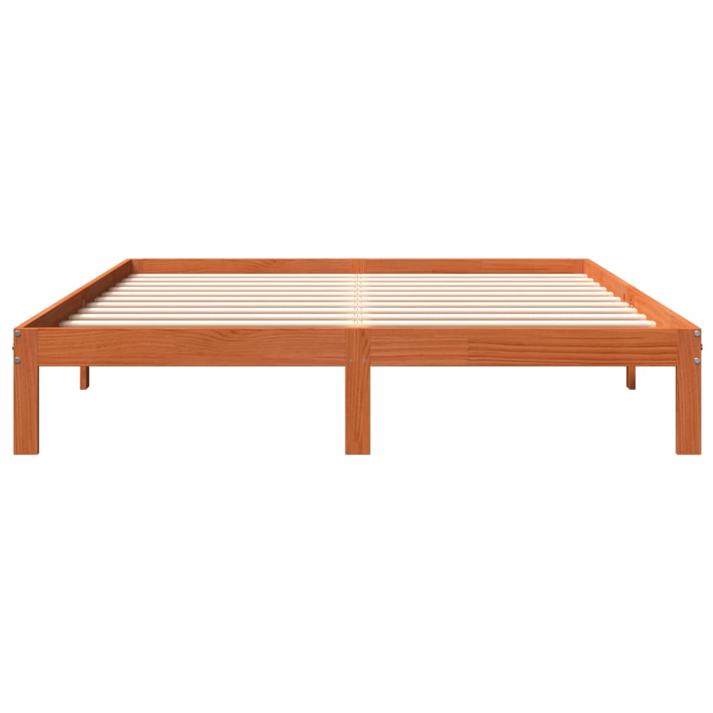 Cadre de lit sans matelas cire marron 180x200cm bois pin massif