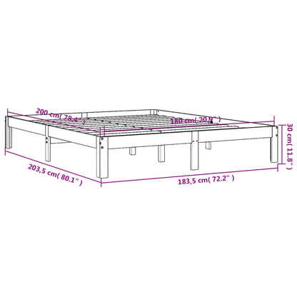 Cadre de lit sans matelas cire marron 180x200cm bois pin massif