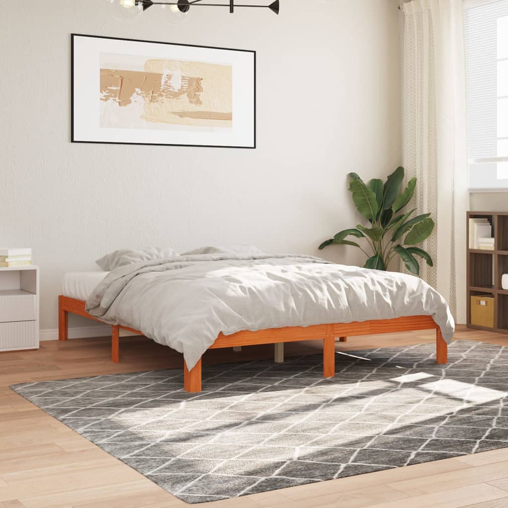 Cadre de lit sans matelas cire marron 180x200cm bois pin massif