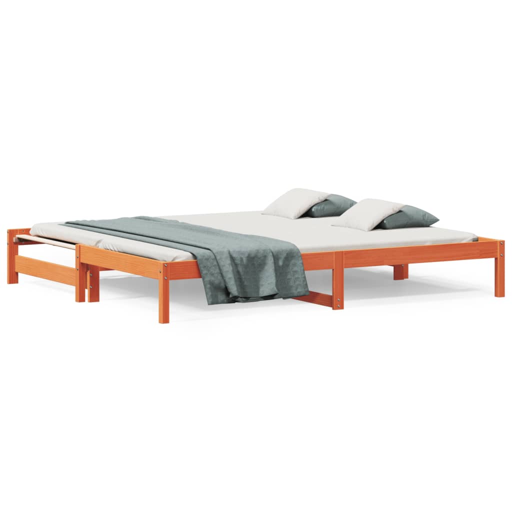 Lit de jour et lit gigogne sans matelas cire marron 90x200 cm