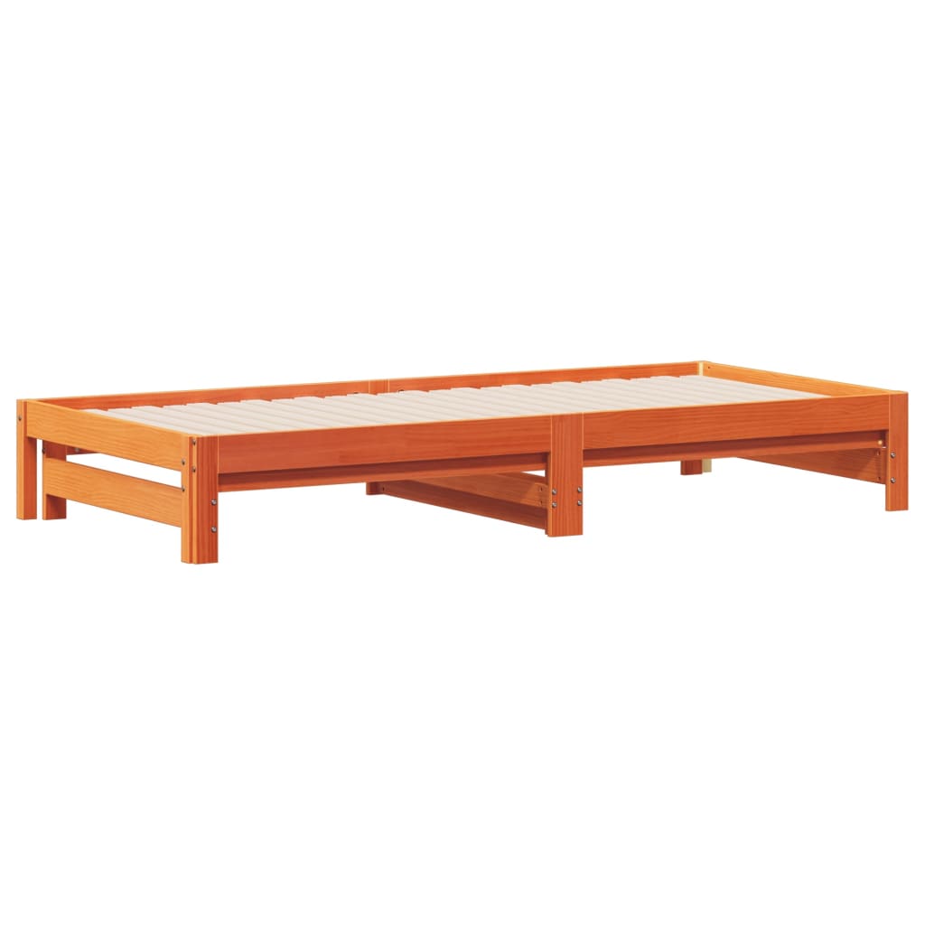 Lit de jour et lit gigogne sans matelas cire marron 90x200 cm