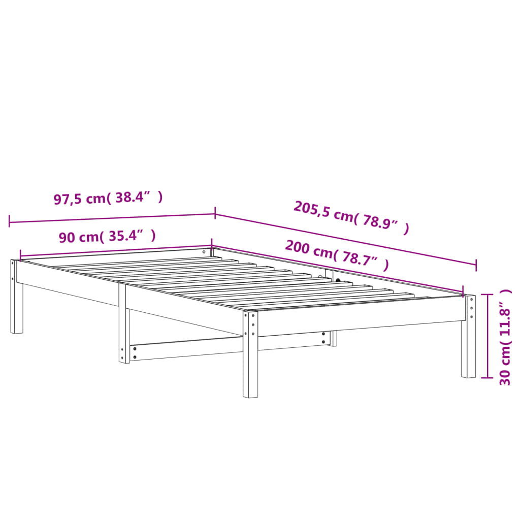 Lit de jour sans matelas cire marron 90x200 cm bois pin massif