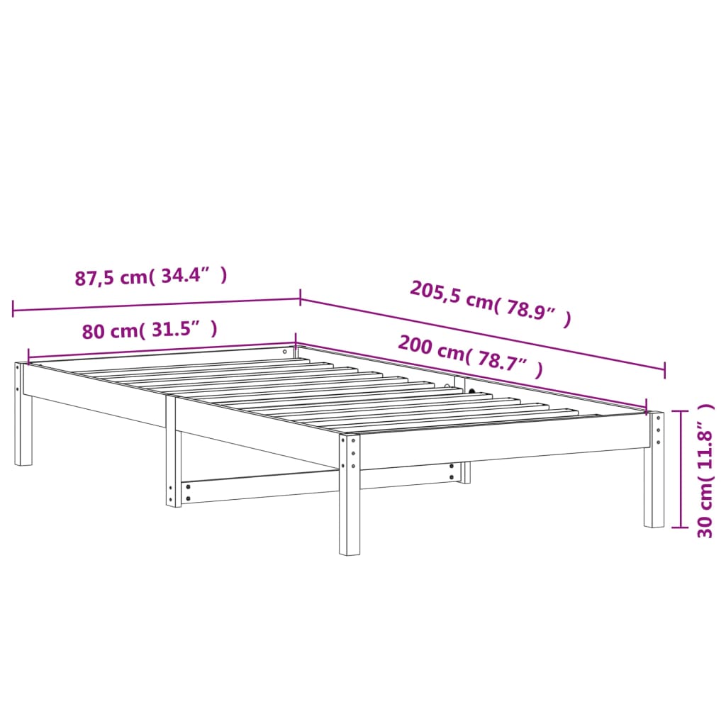 Lit de jour sans matelas cire marron 80x200 cm bois pin massif