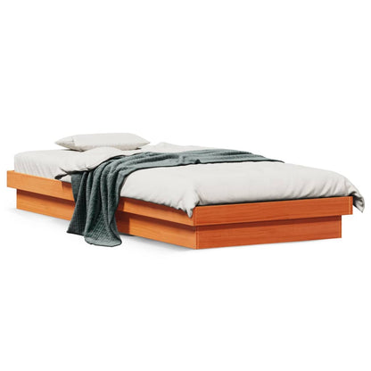 Cadre de lit à LED sans matelas 90x200 cm bois massif