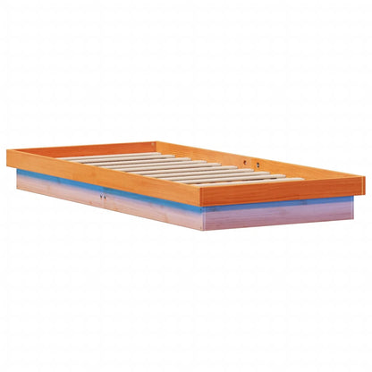 Cadre de lit à LED sans matelas 90x200 cm bois massif