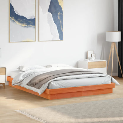 Cadre de lit à LED sans matelas 150x200 cm bois massif