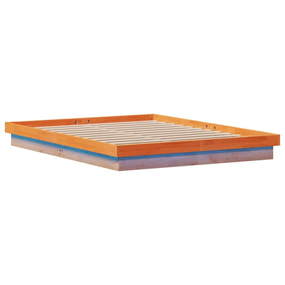 Cadre de lit à LED sans matelas 150x200 cm bois massif