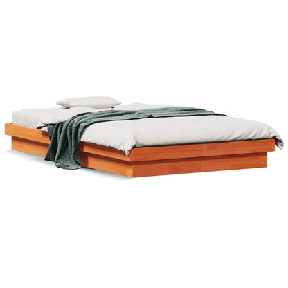 Cadre de lit à LED sans matelas 120x190 cm bois massif