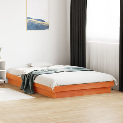 Cadre de lit à LED sans matelas 135x190 cm bois massif