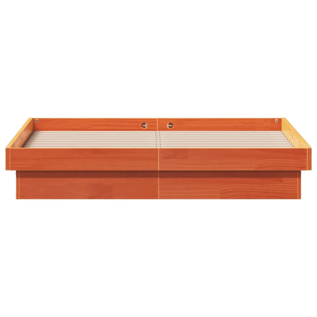 Cadre de lit à LED sans matelas 140x190 cm bois massif