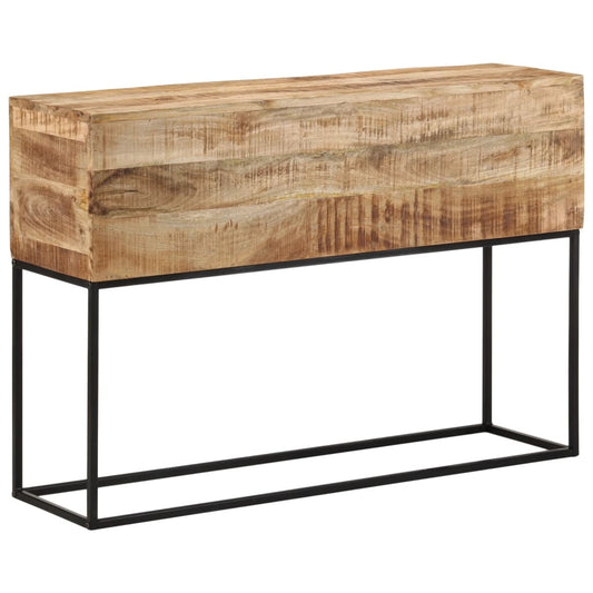 Table console 110x30x75 cm bois de manguier massif brut et fer