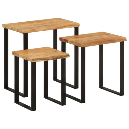 Tables gigognes 3 pcs avec bord vivant bois massif d'acacia