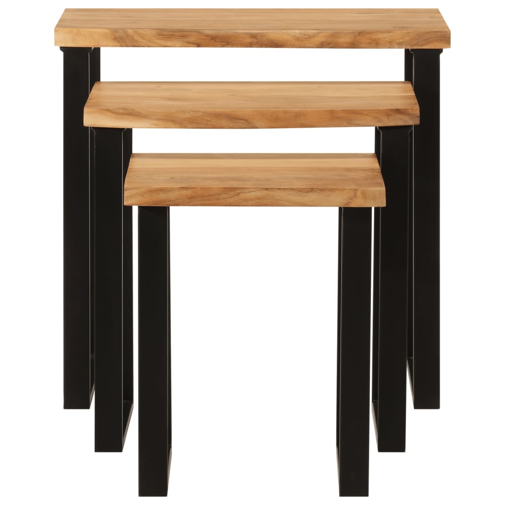 Tables gigognes 3 pcs avec bord vivant bois massif d'acacia