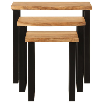 Tables gigognes 3 pcs avec bord vivant bois massif d'acacia