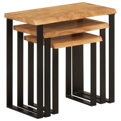 Tables gigognes 3 pcs avec bord vivant bois massif d'acacia