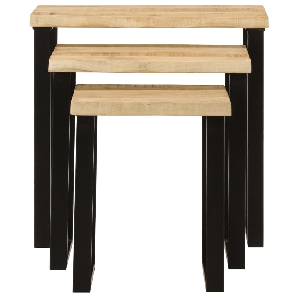 Tables gigognes 3 pcs avec bord vivant bois de manguier massif