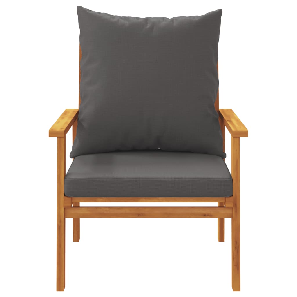 Fauteuil de jardin lot de 2 avec coussin bois massif d'acacia