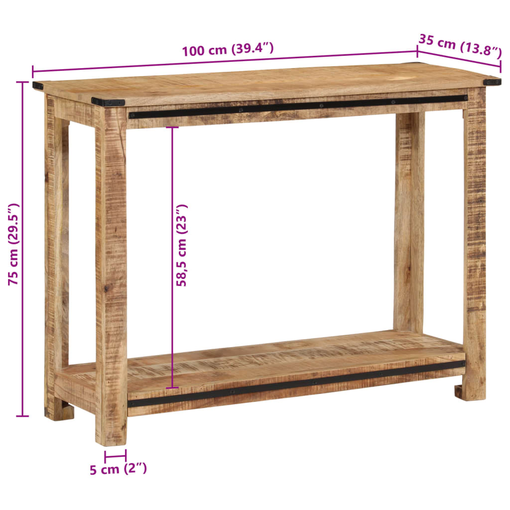 Table console 100x35x75 cm bois de manguier massif