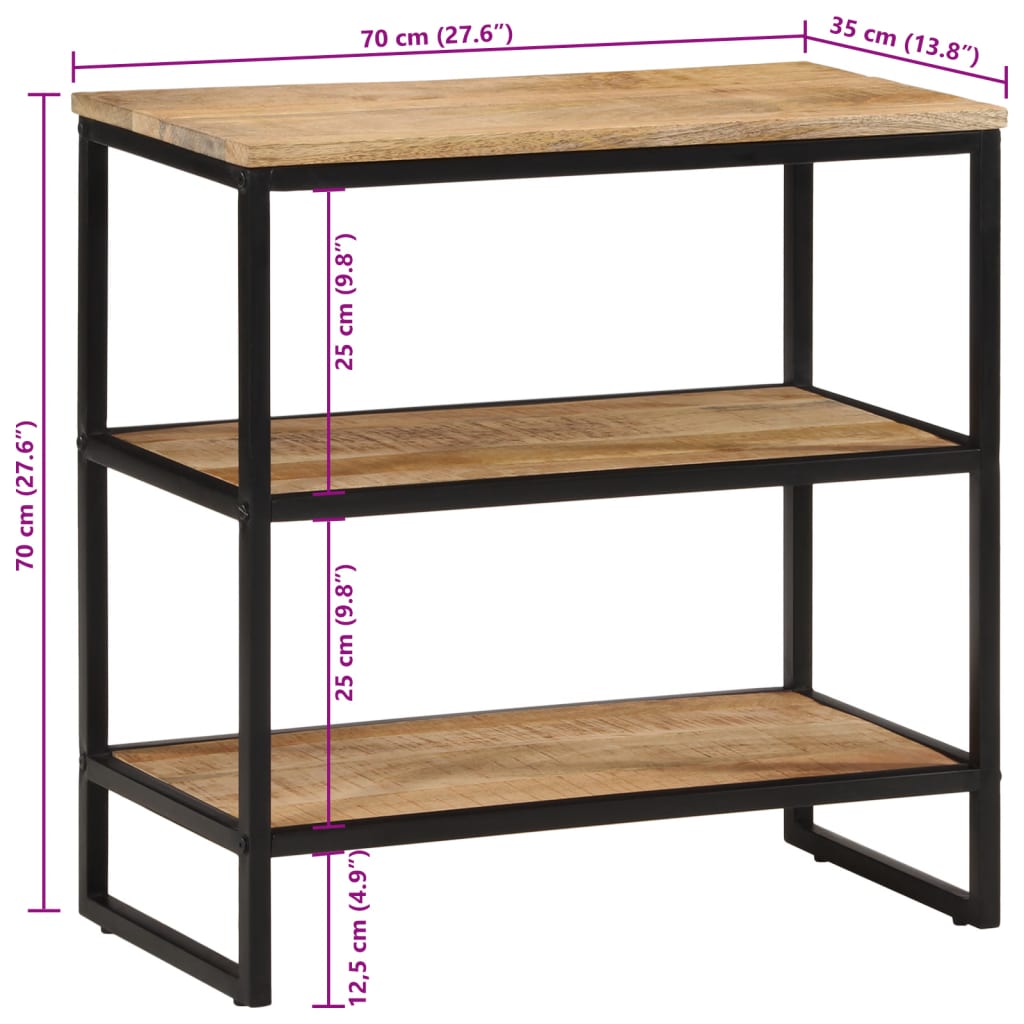 Table console 70x35x70 cm bois de manguier massif brut