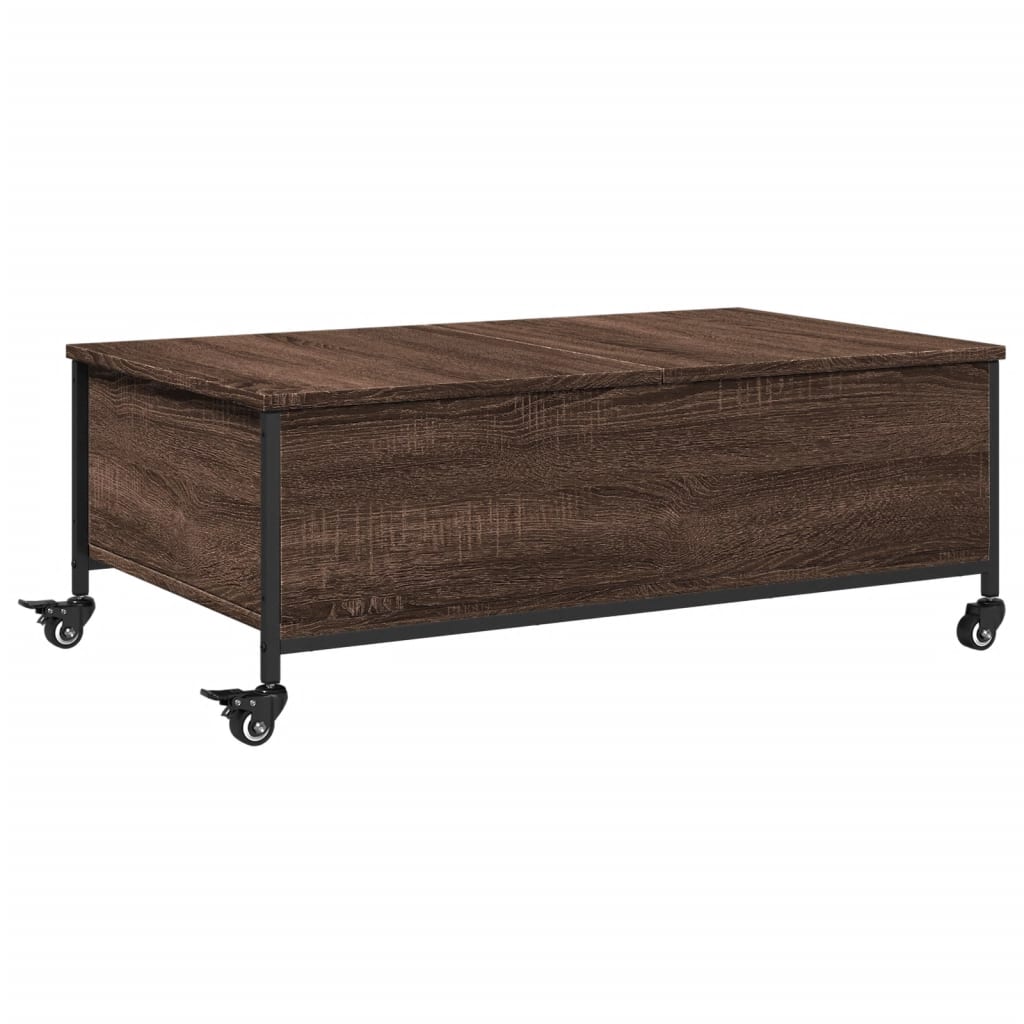 Table basse avec roulettes chêne marron bois d'ingénierie