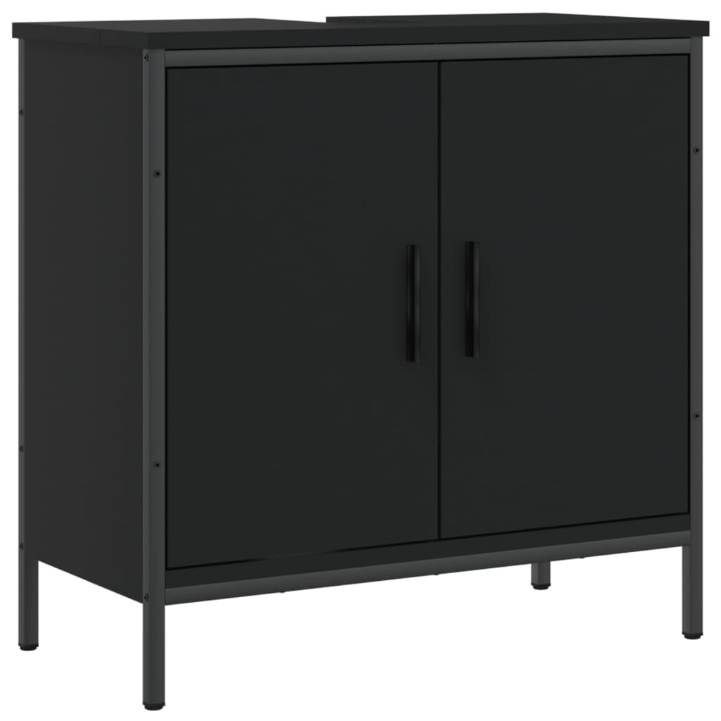 Armoire lavabo de salle de bain noir 60x30x60 cm