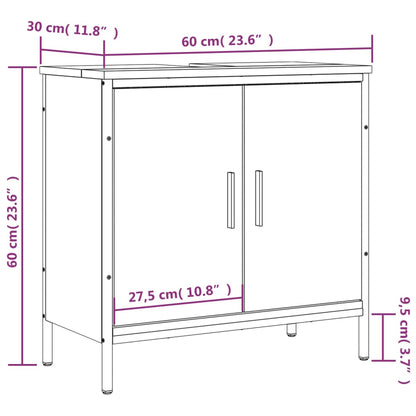 Armoire lavabo de salle de bain chêne fumé 60x30x60 cm