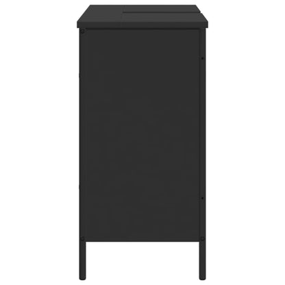 Armoire lavabo de salle de bain noir 80x30x60 cm