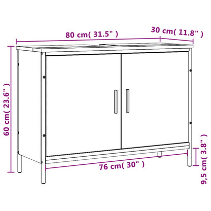 Armoire lavabo de salle de bain noir 80x30x60 cm