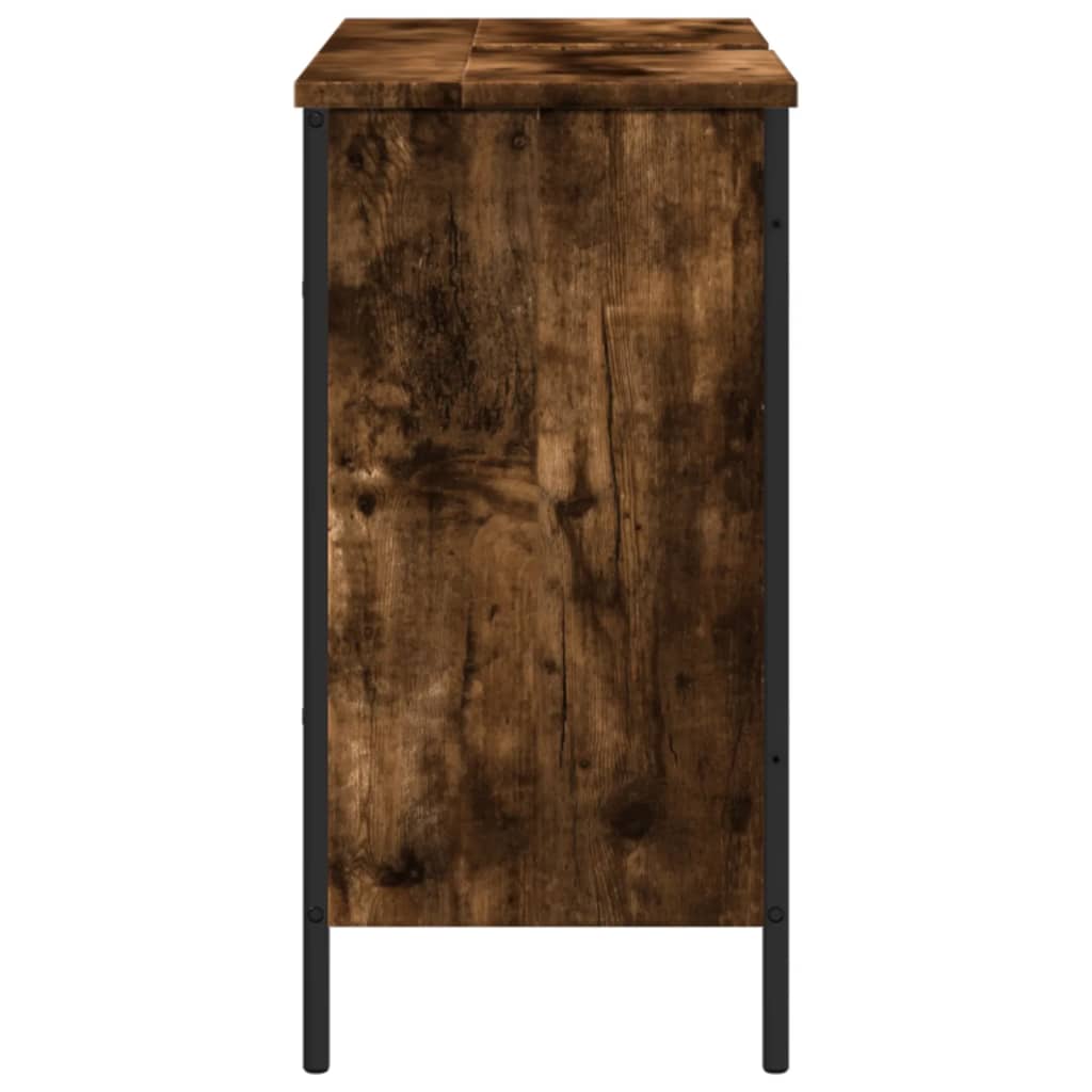 Armoire lavabo de salle de bain chêne fumé 80x30x60 cm