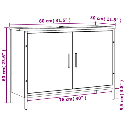 Armoire lavabo de salle de bain sonoma gris 80x30x60 cm