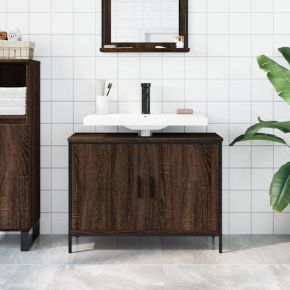 Armoire lavabo de salle de bain chêne marron 80x30x60 cm