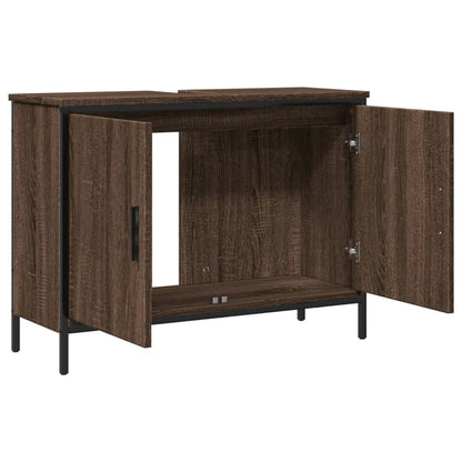 Armoire lavabo de salle de bain chêne marron 80x30x60 cm