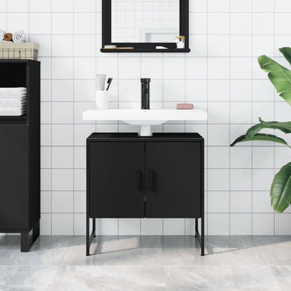 Armoire lavabo de salle de bain noir 60x33x60 cm