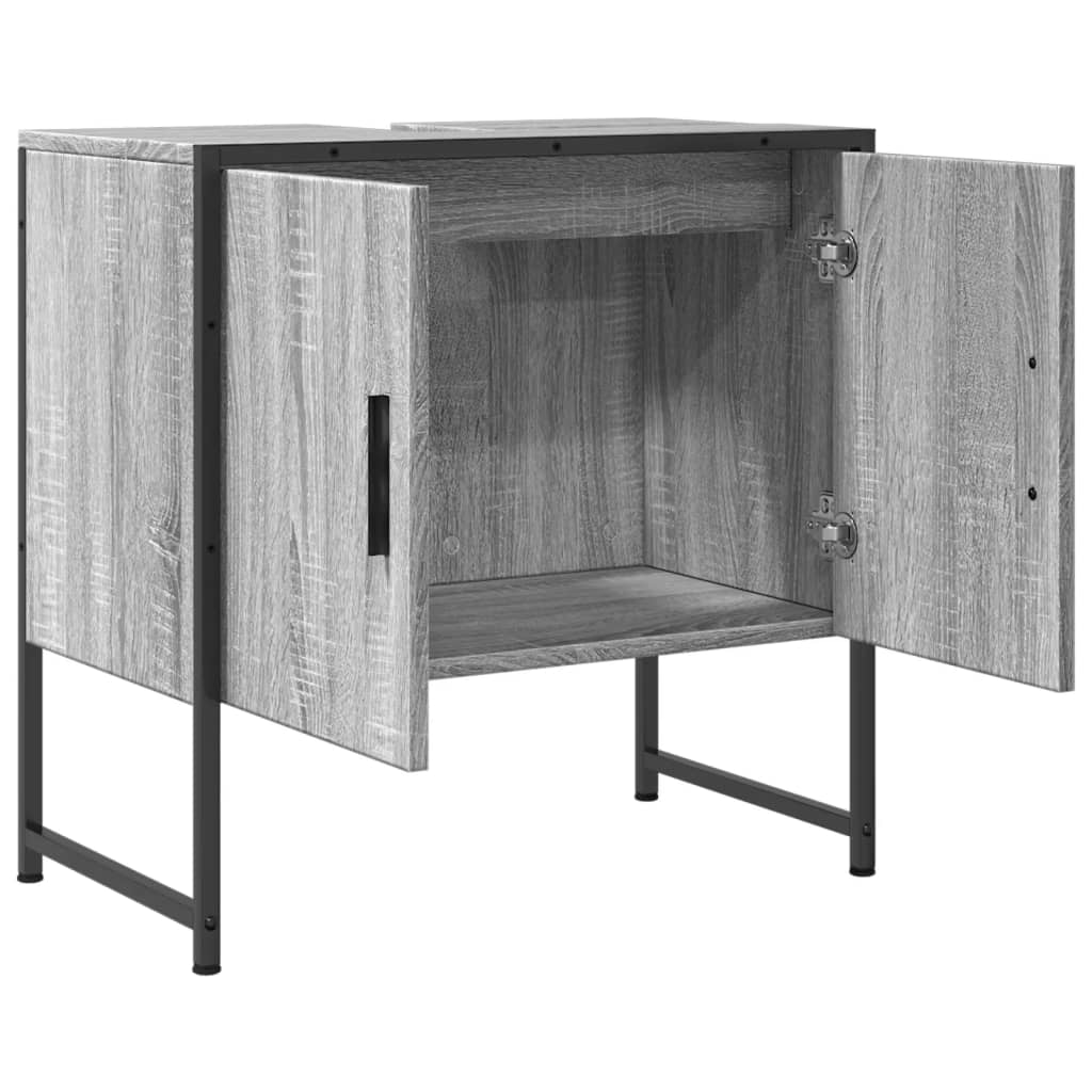 Armoire lavabo de salle de bain sonoma gris 60x33x60 cm