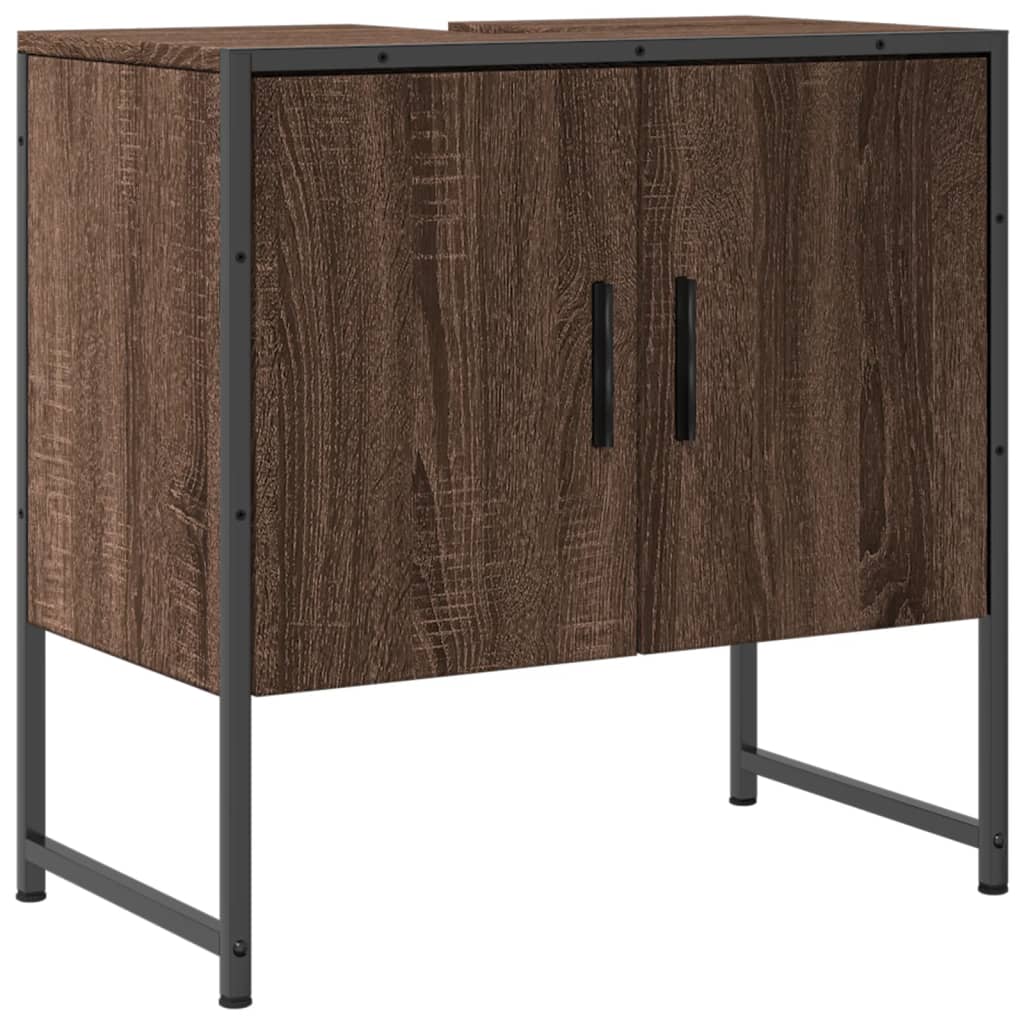 Armoire lavabo de salle de bain chêne marron 60x33x60 cm