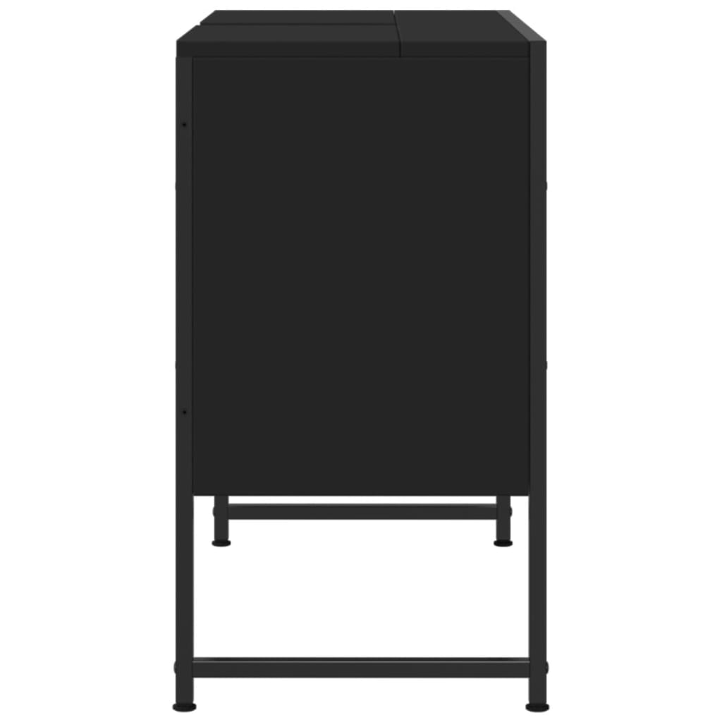 Armoire lavabo de salle de bain noir 80x33x60cm bois ingénierie