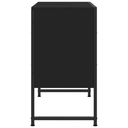 Armoire lavabo de salle de bain noir 80x33x60cm bois ingénierie