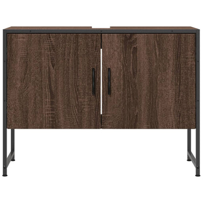 Armoire lavabo de salle de bain chêne marron bois d'ingénierie