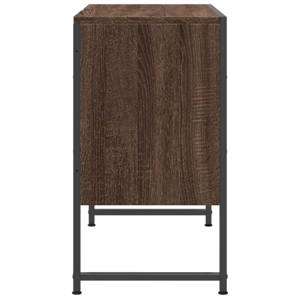 Armoire lavabo de salle de bain chêne marron bois d'ingénierie