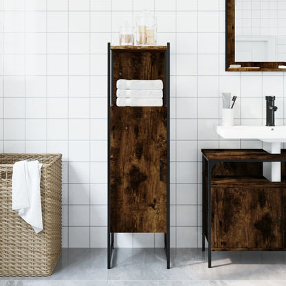 Armoire de salle de bain chêne fumé 33x33x120,5 cm