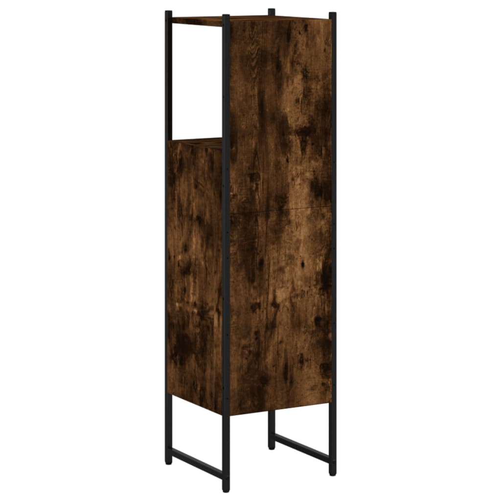 Armoire de salle de bain chêne fumé 33x33x120,5 cm