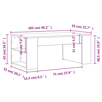 Table basse blanc 102x55x42 cm bois d'ingénierie