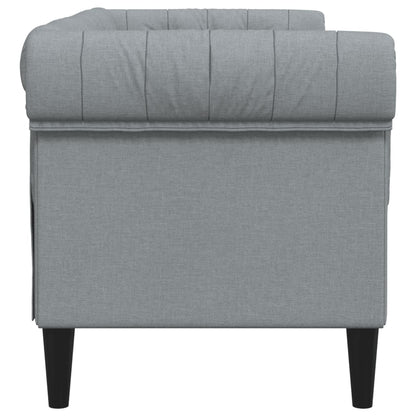 Canapé Chesterfield 2 places gris clair tissu