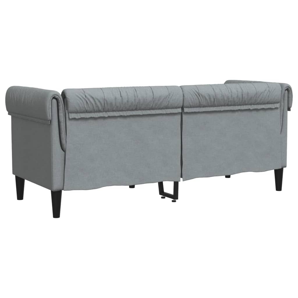 Canapé Chesterfield 2 places gris clair tissu