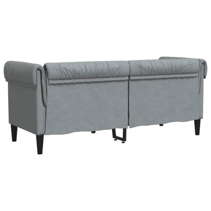 Canapé Chesterfield 2 places gris clair tissu